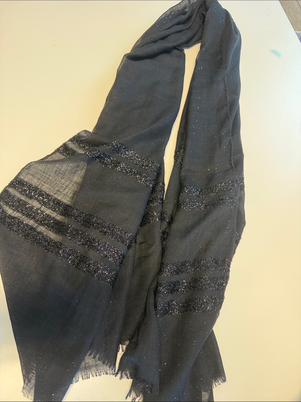 NWT cotton summer Black Sparkle Accent Scarf shawl warp on the neck